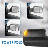Power Fold Heated Towing Mirrors & LED Signal For 2009-2017 Dodge Ram W/Temp Sensor Pair(2)